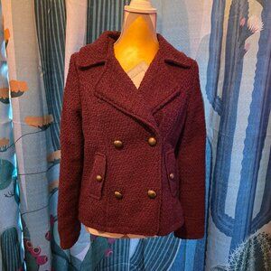Burgundy double breasted/ peacoat Boy Meets Girl jacket